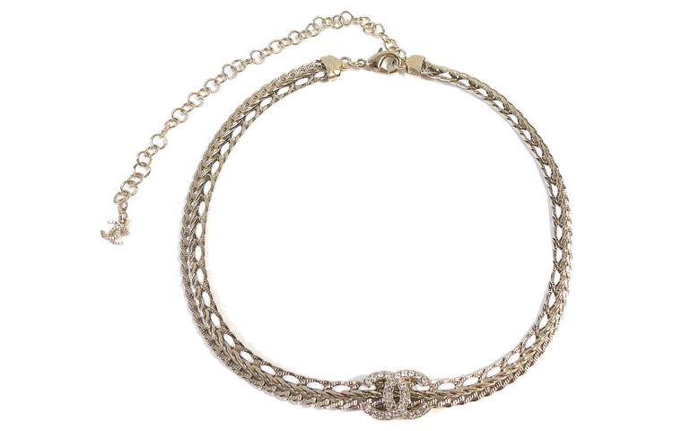 CHANEL White Lambskin Crystal Pendant Necklace Gold AB8307-B08169-NI215 圖 2