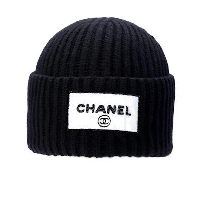 CHANEL Wool Knit Beanie Black 23K Sequin Letter Unisex Couple Design. AA9553-B13724-94305