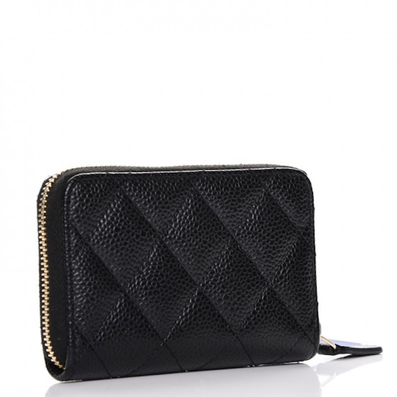 Chanel Zip Coin Purse Quilted Caviar Gold-tone Black 圖 2
