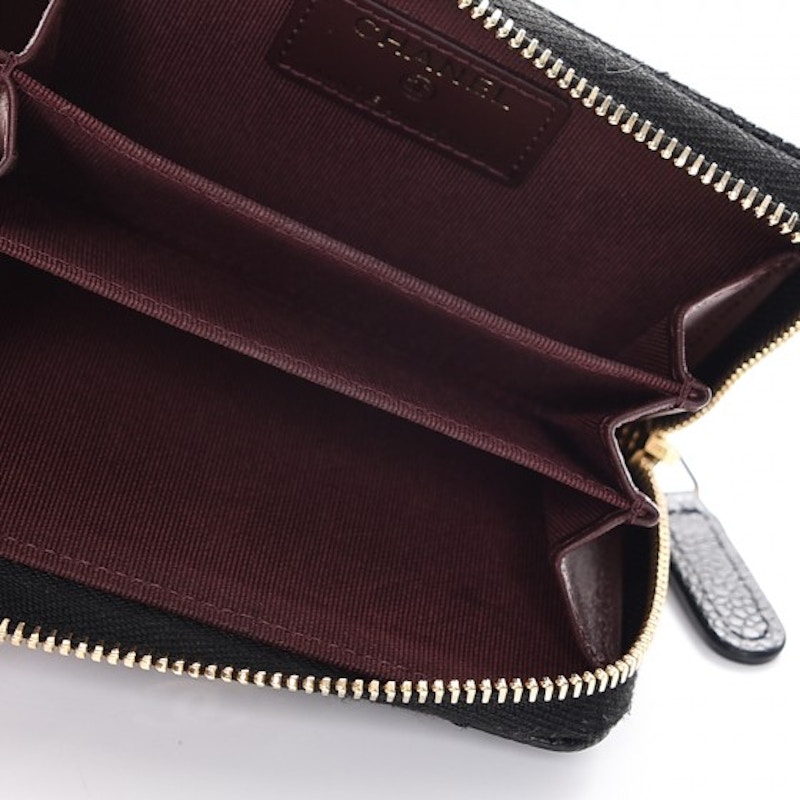 Chanel Zip Coin Purse Quilted Caviar Gold-tone Black 圖 3