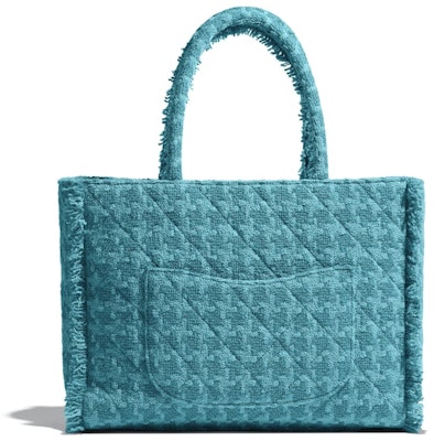 Chanel Zipped Shopping Bag Tweed Gold-tone Turquoise Order Chanel Zipped Shopping Bag Tweed Gold-tone Turquoise