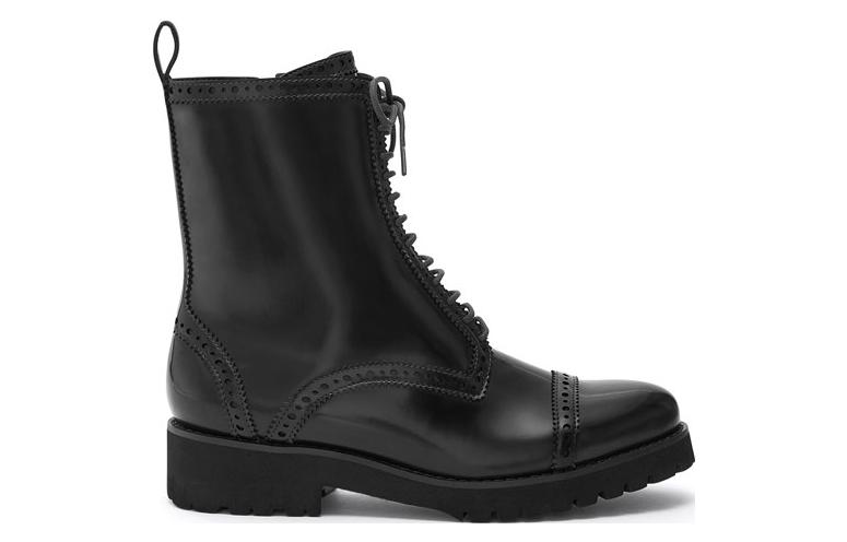 Order CHARLES & KEITH Bota Negra de Tacón Medio con Cordones y Relieve 'Slim Marten' CK1-90580123_BLACK