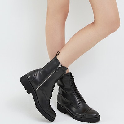 CHARLES & KEITH Embossed Lace-Up Mid-Heel Boot 'Black' 'Slim Marten' CK1-90580123_BLACK Purchase CHARLES & KEITH Embossed Lace-Up Mid-Heel Boot 'Black' 'Slim Marten' CK1-90580123_BLACK