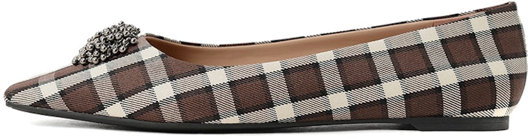 CHARLES & KEITH Plaid Print Ballet Flats with Embellishment 'Brown' SL1-71720077_MULTI CHARLES & KEITH Plaid Print Ballet Flats with Embellishment 'Brown' SL1-71720077_MULTI
