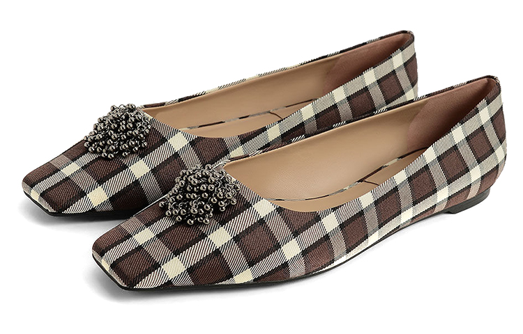 Lookbook チャールズ&キース チェック柄バレエフラットシューズ エンベリッシュ ブラウン SL1-71720077_MULTI SL1-71720077_MULTI