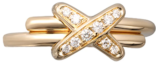 Order Chaumet Jeux de Liens 大型鑽石粉金戒指 情侶戒指 男女適用 81239