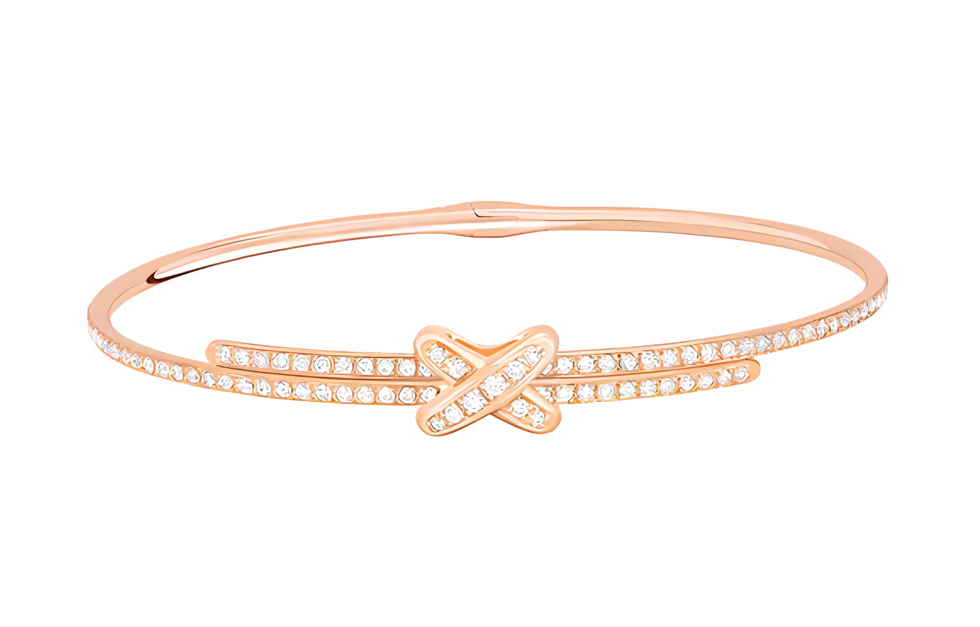Chaumet Liens 18K Rose Gold Diamond Bracelet Unisex Classic Logo Design. 082180