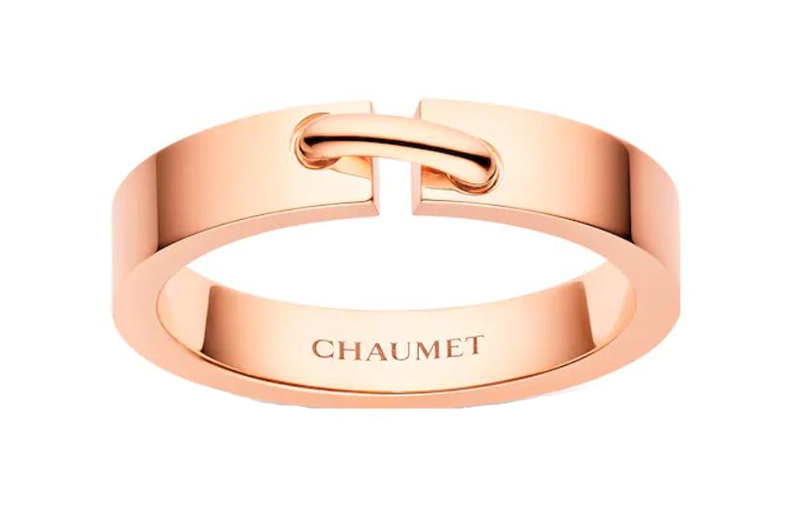 Order Cincin Chaumet Liens Évidence "One Life" Emas Rose 18K Unisex Desain Pasangan 80543