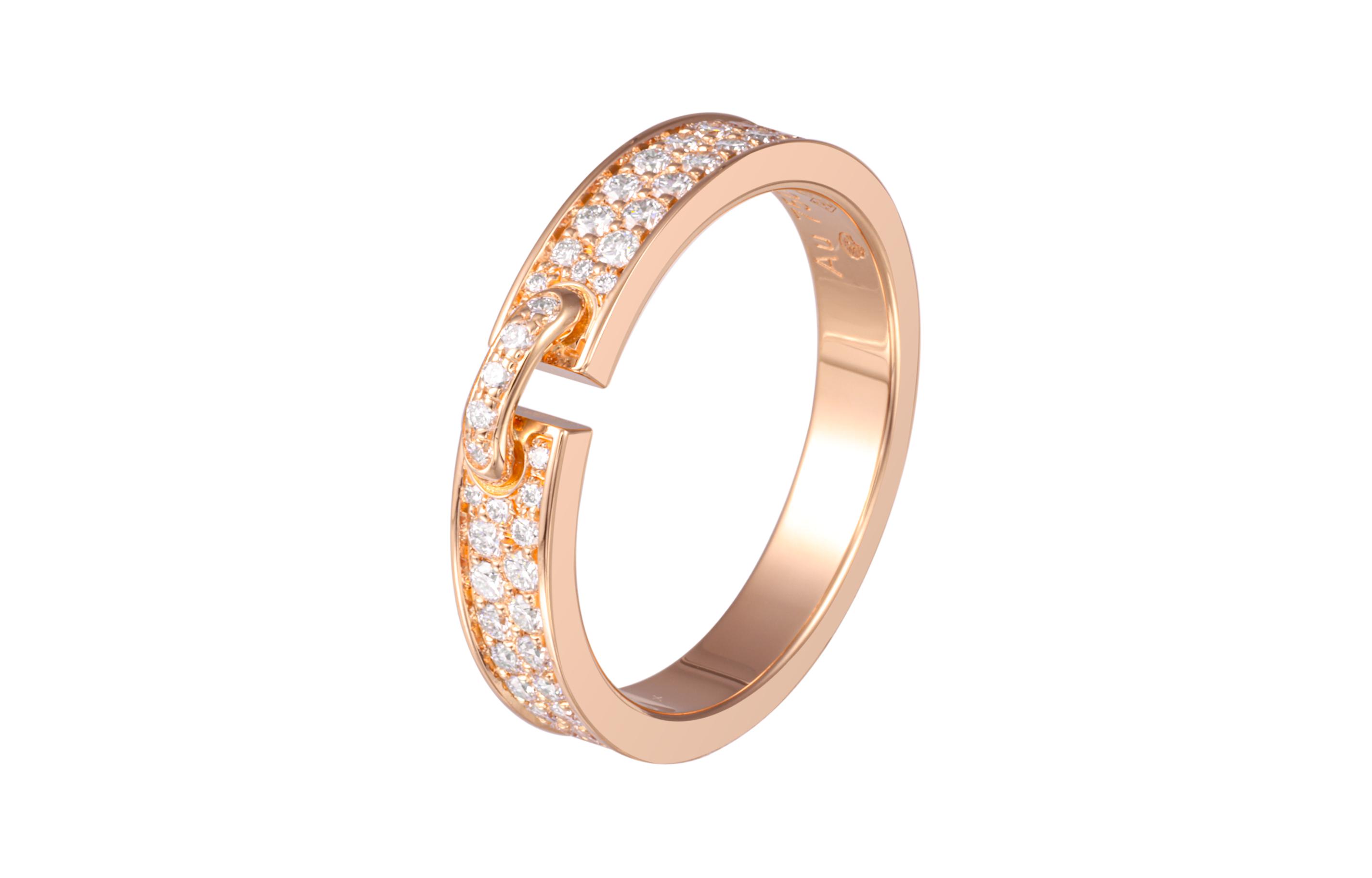Lookbook 쇼메 리앙 반원 다이아몬드 반지 로즈골드 유니섹스 커플 에디션. 83605