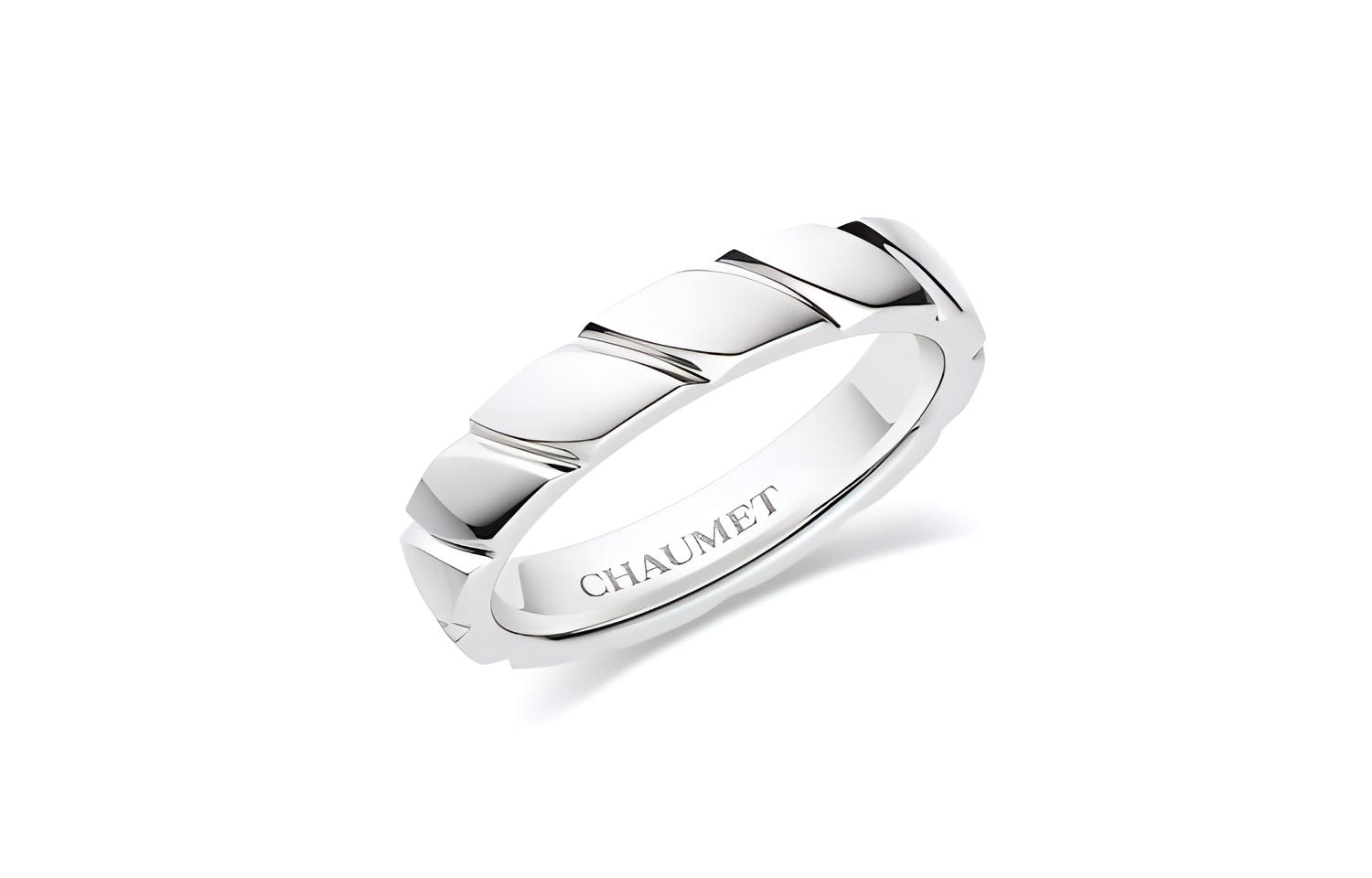 Chaumet Paris TORSADE Platinum Ring Silver Bridal Jewelry 95902
