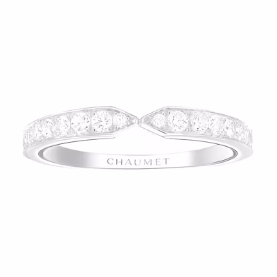 Chaumet Paris Triomphe Platinum Ring with Pavé Diamonds - Unisex Couple Design 082640