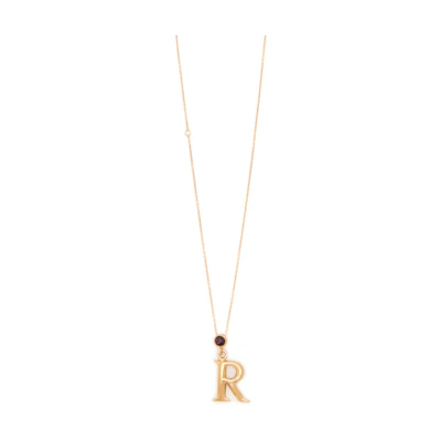 Chloe Alphabet Pendant Necklace Letter R Brass Crystal Unisex Gold. CHC23SFO5RBAM-9DA