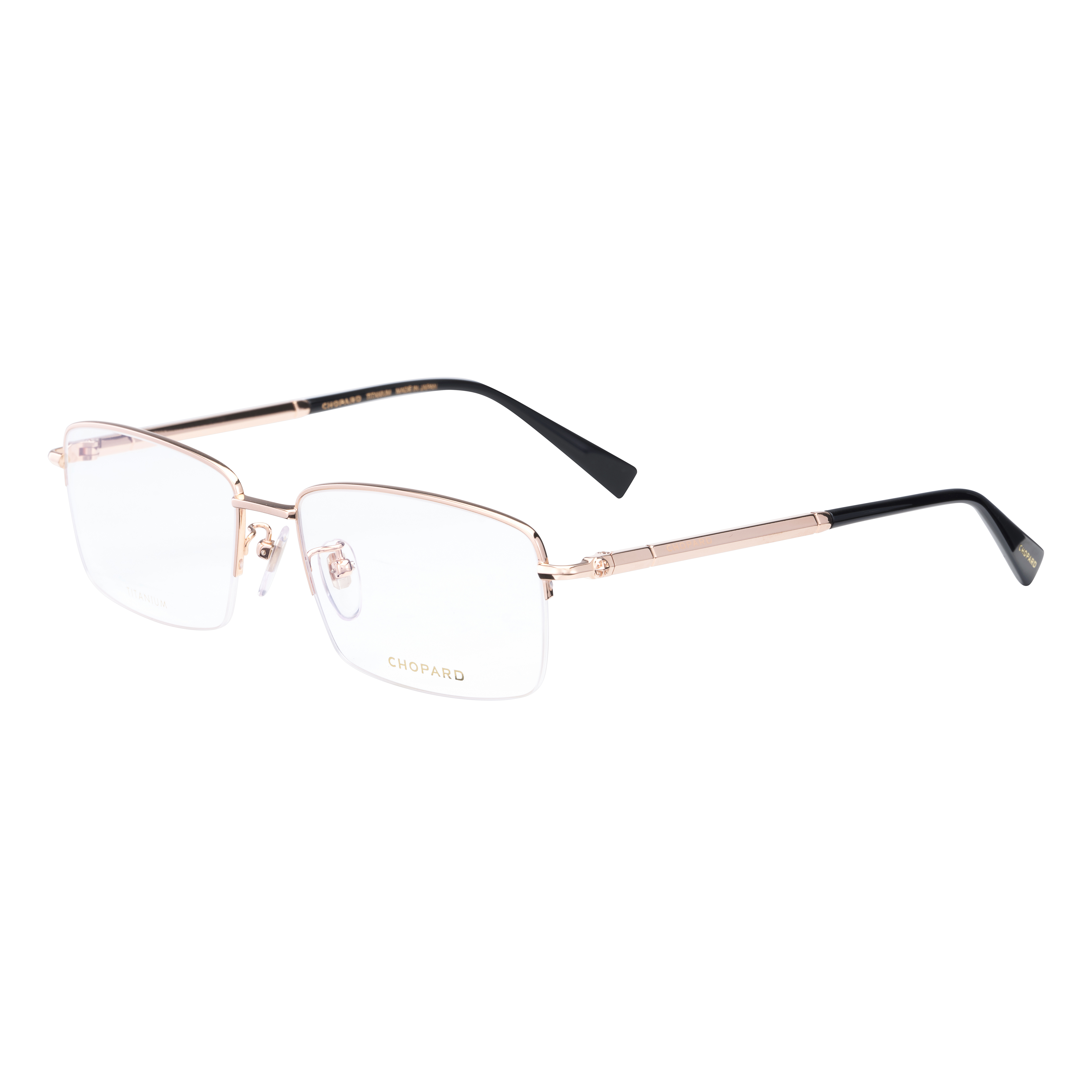 Chopard Alpine Eagle Rose Compass Gold Half-frame Titanium Optical Glasses Men. VCHL10J0300