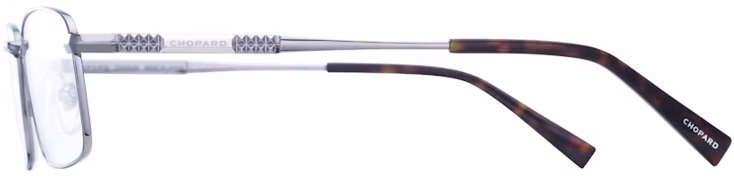Lookbook Kacamata Optik Kotak Klasik Chopard Titanium Warna Gun untuk Pria. VCHL11J0568