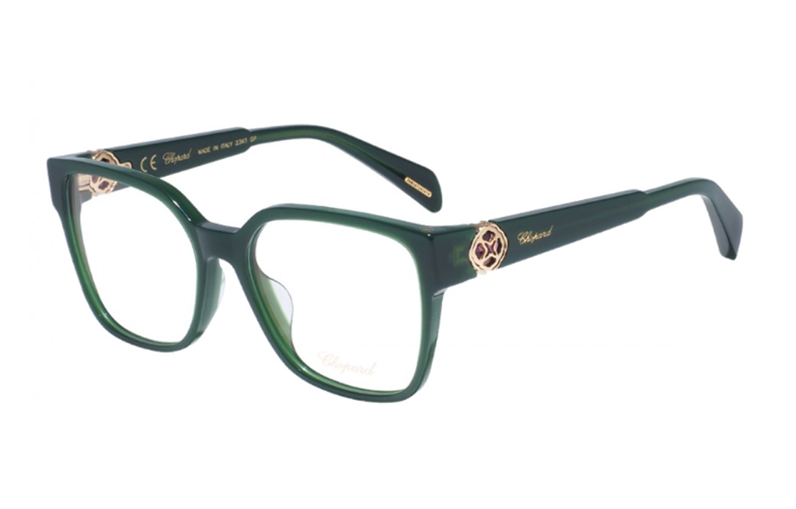 CHOPARD Green Unisex Irregular Plastic Optical Glasses Frames with Logo. VCH324S