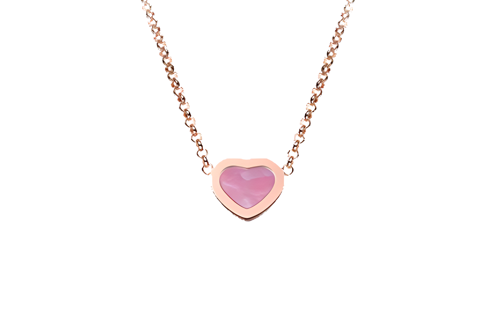 CHOPARD Heart Pendant 18K Rose Gold Mother-of-Pearl Necklace Unisex Couple Style 81A086-5701