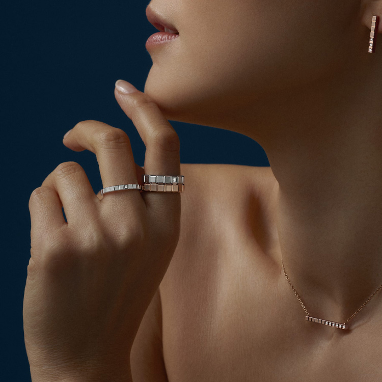 Purchase ショパール アイスキューブ 18Kゴールドリング ユニセックス カップルデザイン ホワイト 829834-1001