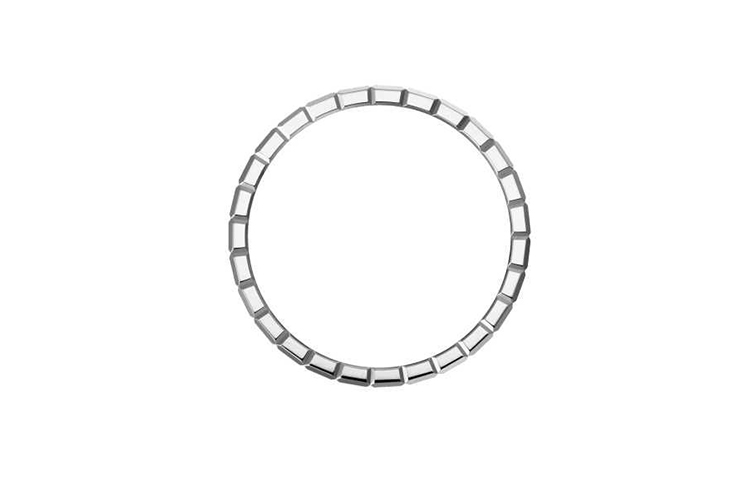 Shop 쇼파드 아이스 큐브 로고 각인 18K 화이트 골드 커플 링 - 실버. 827702-1190