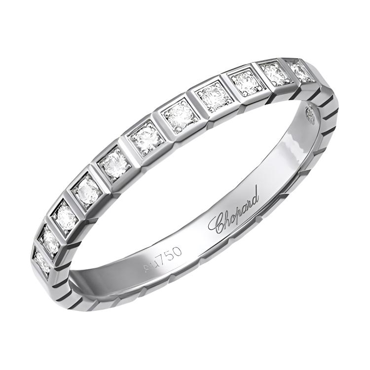 CHOPARD Ice Cube Pure 18K Gold Diamond Ring Unisex Couple White Gold. 827702-1255