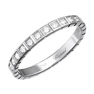 CHOPARD Ice Cube Pure 18K Gold Diamond Ring Unisex Couple White Gold. 827702-1255