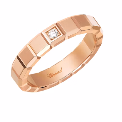 CHOPARD Ice Cube Pure 18K Rose Gold Diamond Unisex Couple Ring. 829834-5069