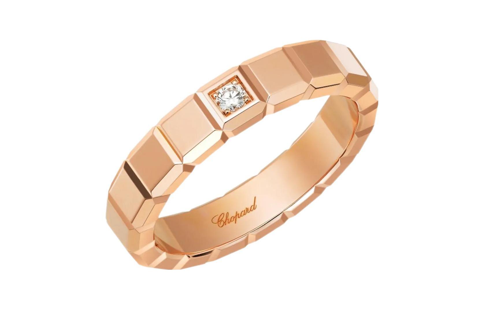 Order 蕭邦 CHOPARD 冰柱純粹 18K 玫瑰金鑽石男女對戒 829834-5069