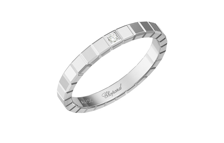 Chopard Ice Cube Pure 18K White Gold Diamond Ring Unisex Couple Style. 827702-12