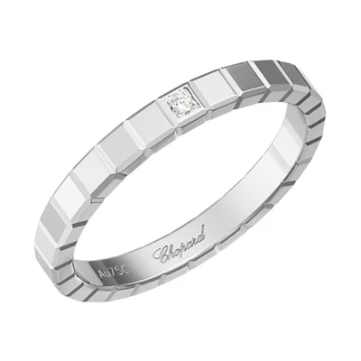 Chopard Ice Cube Pure 18K White Gold Diamond Ring Unisex Couple Style. 827702-12