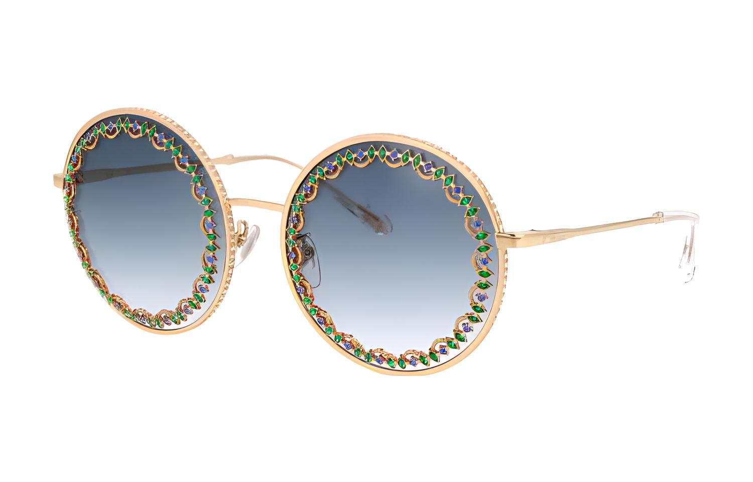 CHOPARD Round Metal Sunglasses Unisex Gold. SCHF11S0300