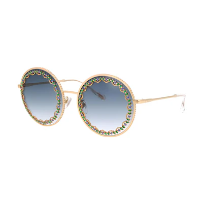 CHOPARD Round Metal Sunglasses Unisex Gold. SCHF11S0300