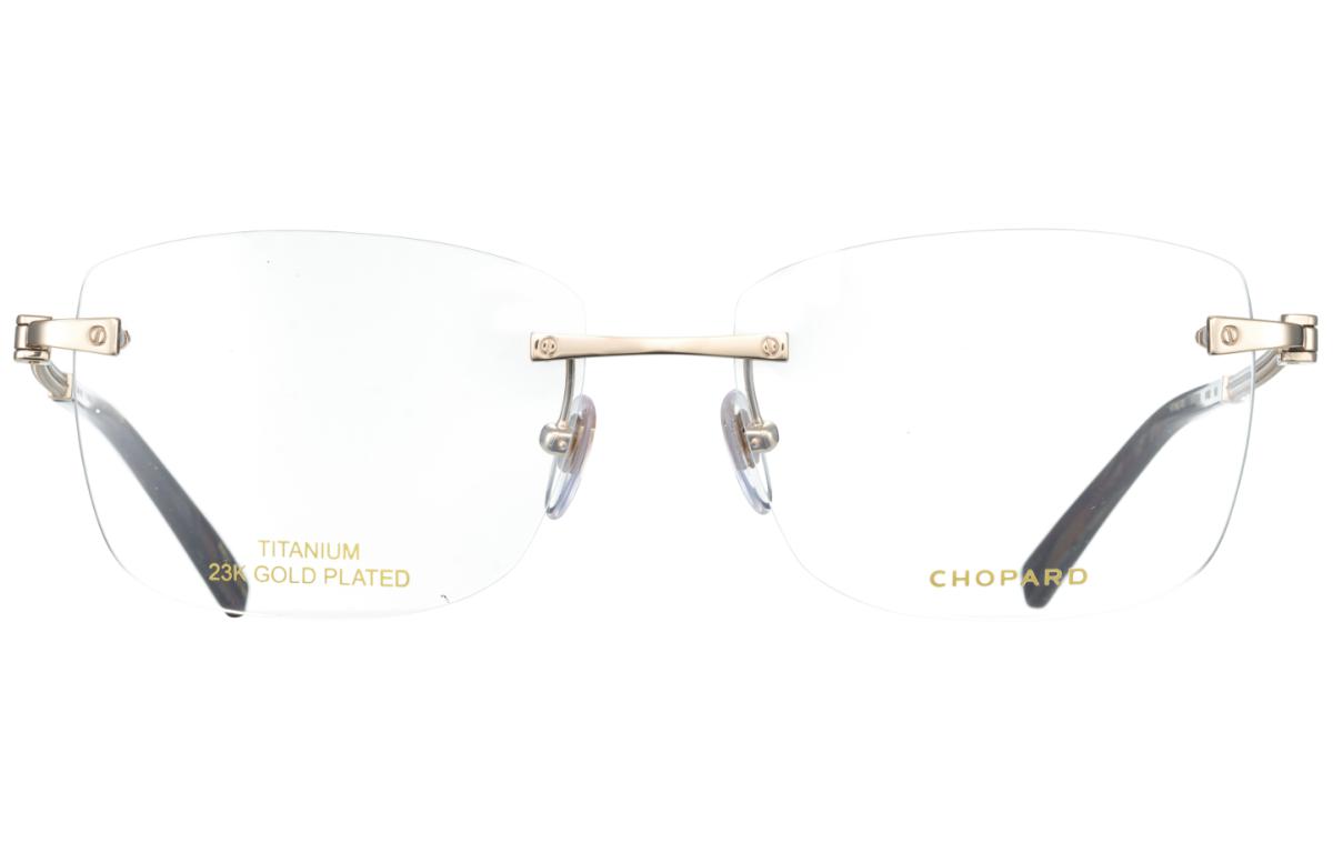 Shop ショパール チタン ゴールド スクエア リムレス メンズ メガネ - 高級デザイン VCHL47D0100
