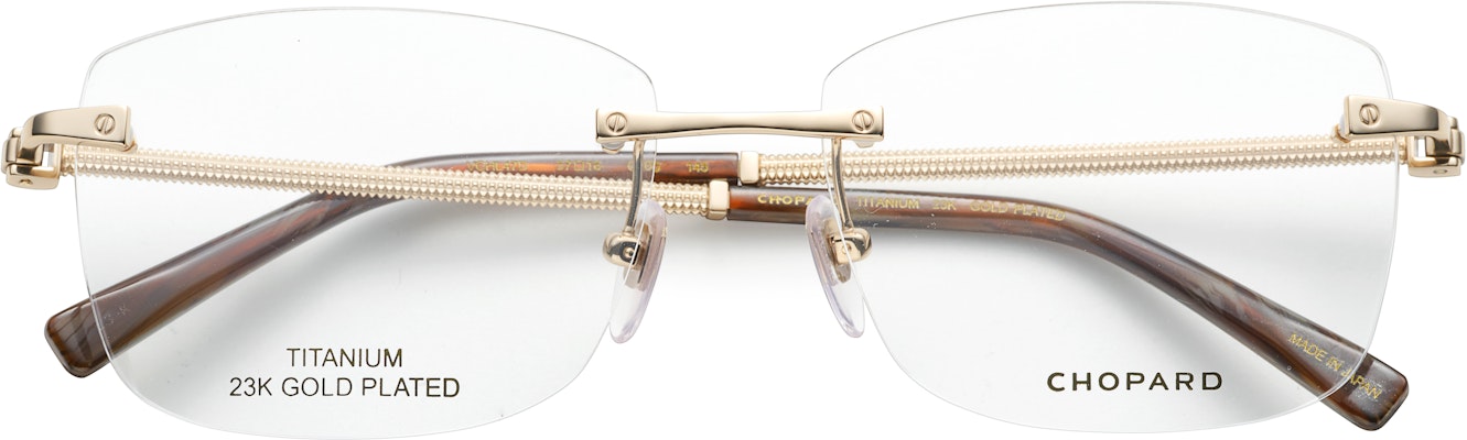 ショパール チタン ゴールド スクエア リムレス メンズ メガネ - 高級デザイン VCHL47D0100 Sizing ショパール チタン ゴールド スクエア リムレス メンズ メガネ - 高級デザイン VCHL47D0100