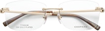 Sizing ショパール チタン ゴールド スクエア リムレス メンズ メガネ - 高級デザイン VCHL47D0100