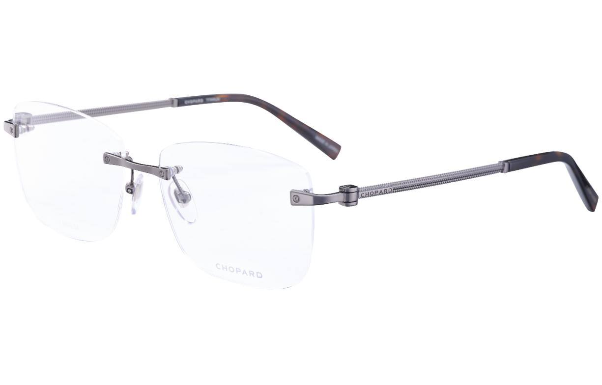 Chopard Titanium Lightweight Rimless Gunmetal Square Optical Glasses for Men. VCHL47J0568