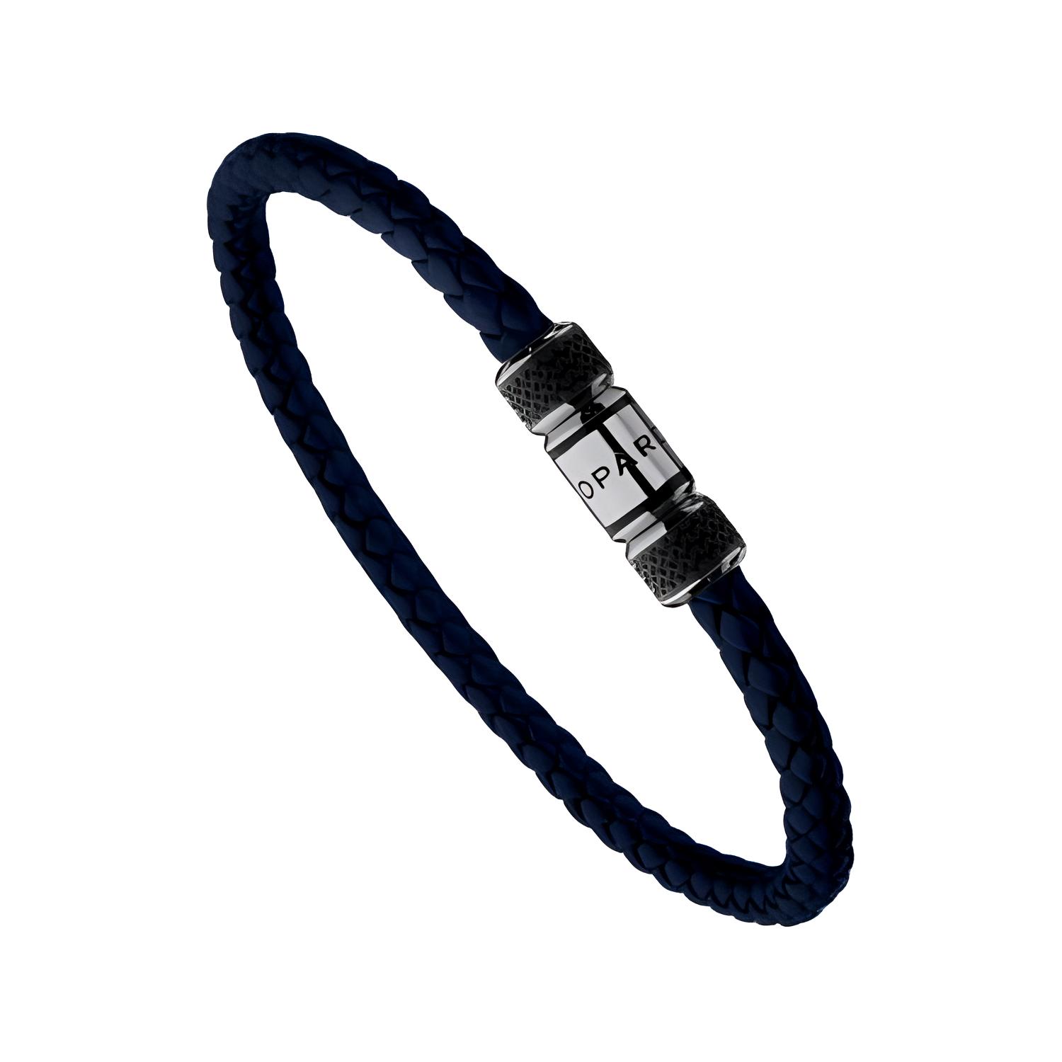 Chopard Woven Design Metal Leather Bracelet Unisex Couple Style Blue. 95016-0315