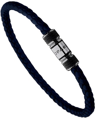 蕭邦藍色金屬皮革編織手鍊 情侶款中性風格 95016-0315 Buy 蕭邦藍色金屬皮革編織手鍊 情侶款中性風格 95016-0315