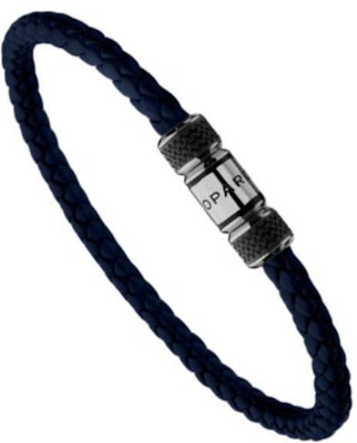 蕭邦藍色金屬皮革編織手鍊 情侶款中性風格 95016-0315 Order 蕭邦藍色金屬皮革編織手鍊 情侶款中性風格 95016-0315