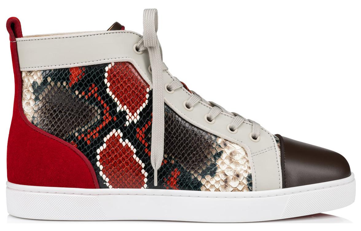 Christian Louboutin Calfskin Round Toe Lace-Up High-Top Sneakers 'Beige' 圖 2
