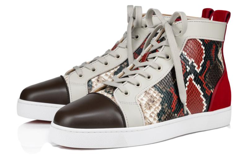 Christian Louboutin Calfskin Round Toe Lace-Up High-Top Sneakers 'Beige' 圖 3