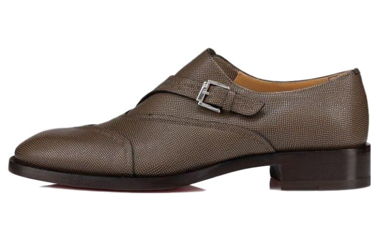 Christian Louboutin CL Brown Leather Dress Shoes - Vintage Round Toe with Buckle Closure 3230293C941
