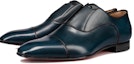 Order Christian Louboutin Kasut Rata Berkulit Platinum Hujung Runcing 'Biru' untuk Formal 3211068R593