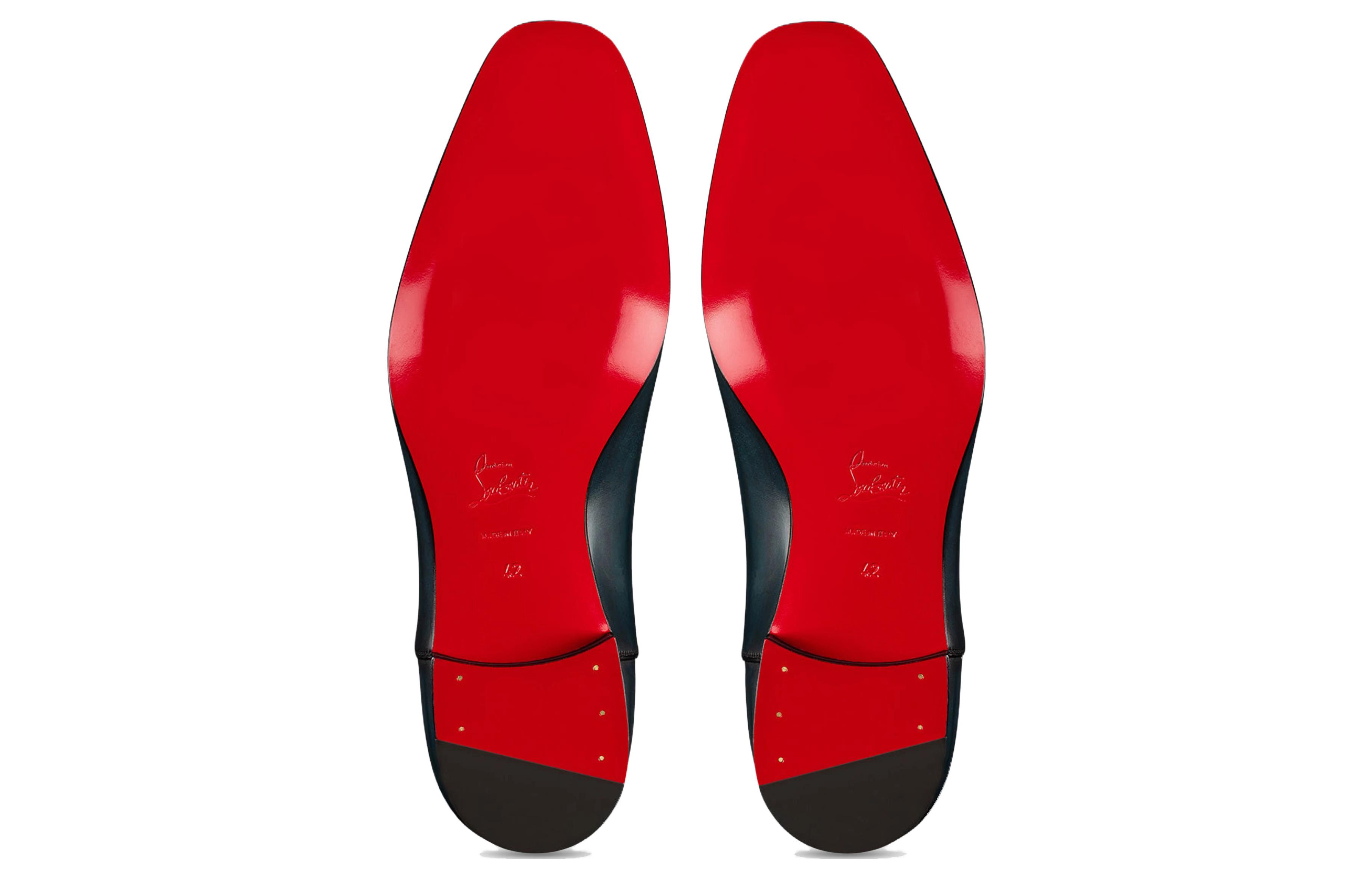 Purchase Christian Louboutin CL Clorislove Ballerines Plates en Cuir Platine Pointu ''Bleu'' 3211068R593