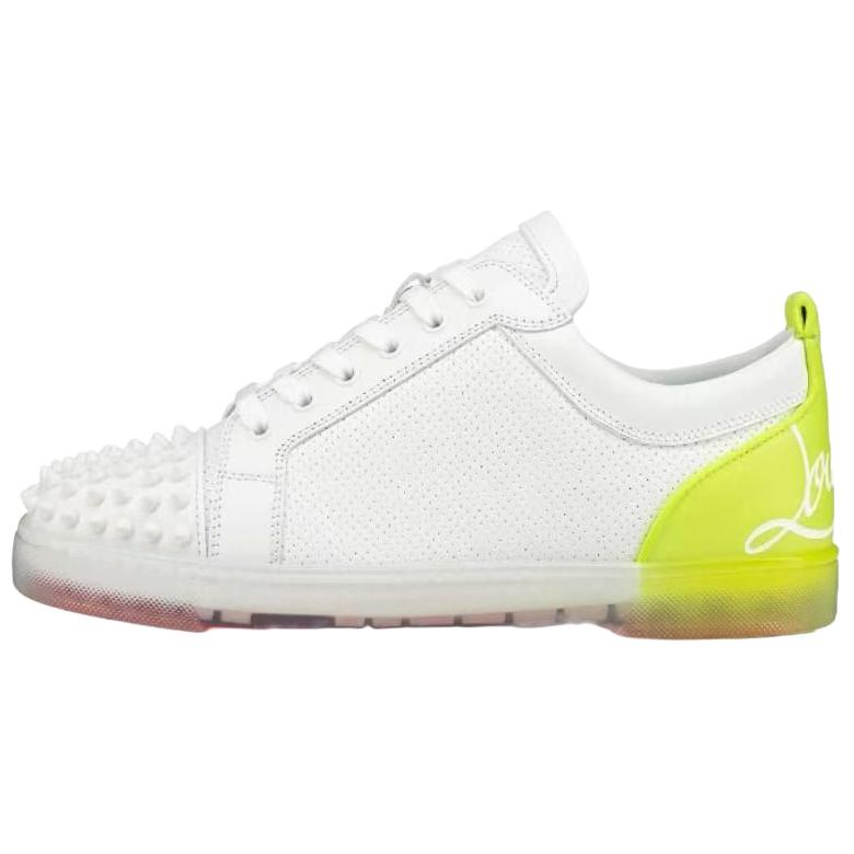 Christian Louboutin CL Fun Louis Junior Calfskin Low-Top Sneakers White/Green for Men 1230691T969