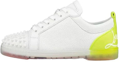 Christian Louboutin CL Fun Louis Junior Calfskin Low-Top Sneakers White/Green for Men 1230691T969 Christian Louboutin CL Fun Louis Junior Calfskin Low-Top Sneakers White/Green for Men 1230691T969