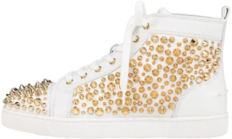 Christian Louboutin CL Leather Studded High-Top Fashion Sneakers Men’s White 1230054W015 Christian Louboutin CL Leather Studded High-Top Fashion Sneakers Men’s White 1230054W015