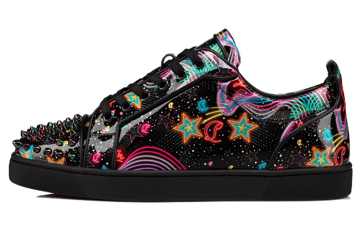 Christian Louboutin CL Louis Junior 1.0 Patent Leather Low-Top Printed Sneakers Black 1230466T899