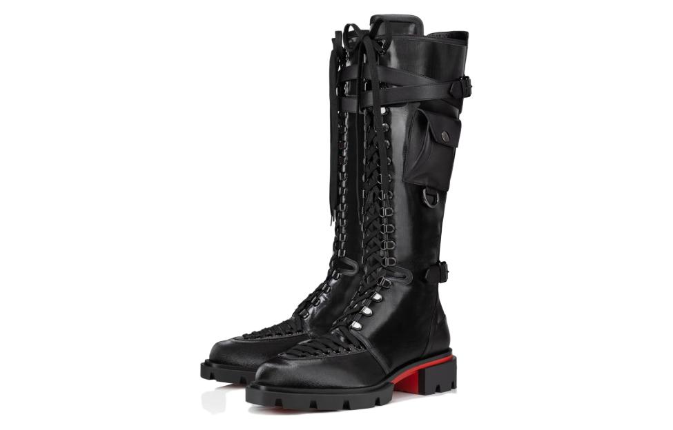 Christian Louboutin CL Plat Leather Round Toe Lace-Up Platform High-Top Boots 'Black' 圖 3