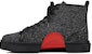 Christian Louboutin CL Platine Adolon Sneakers Tinggi Hitam Kulit Anak Lembu 1240116BK01