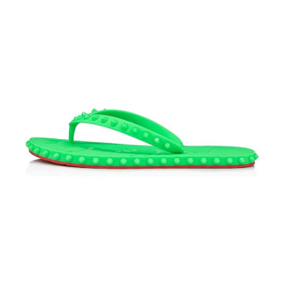 Christian Louboutin CL Platine Fashion Round Toe Herringbone Slippers 'Green'