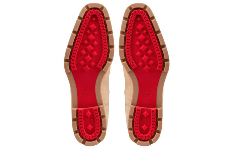Shop Christian Louboutin CL Platine Kulit Coklat 'But Chelsea Slip-On Hujung Bujur' 3221222F579